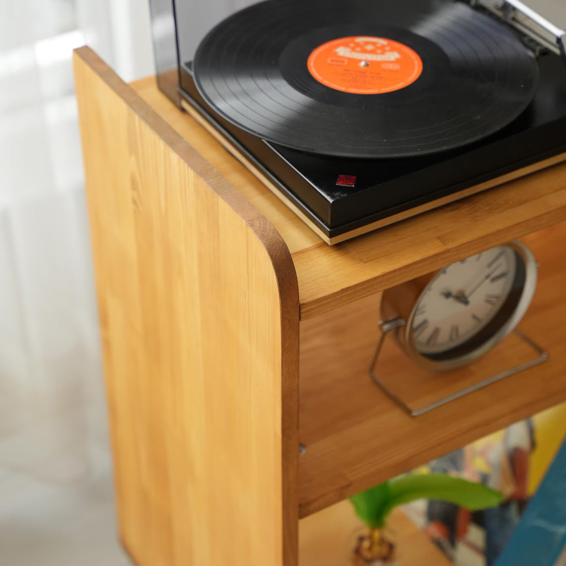 Large Record Player Table with Storage