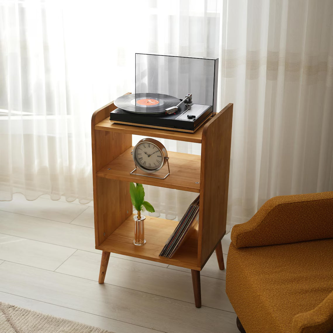 Large Record Player Table with Storage