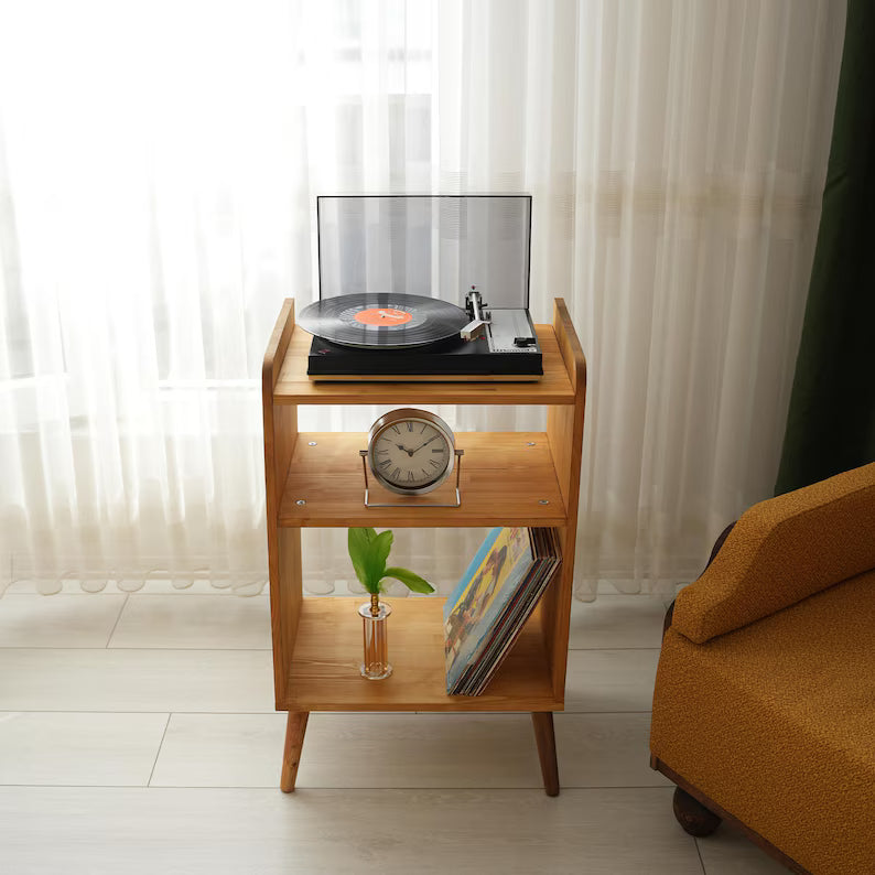 Large Record Player Table with Storage